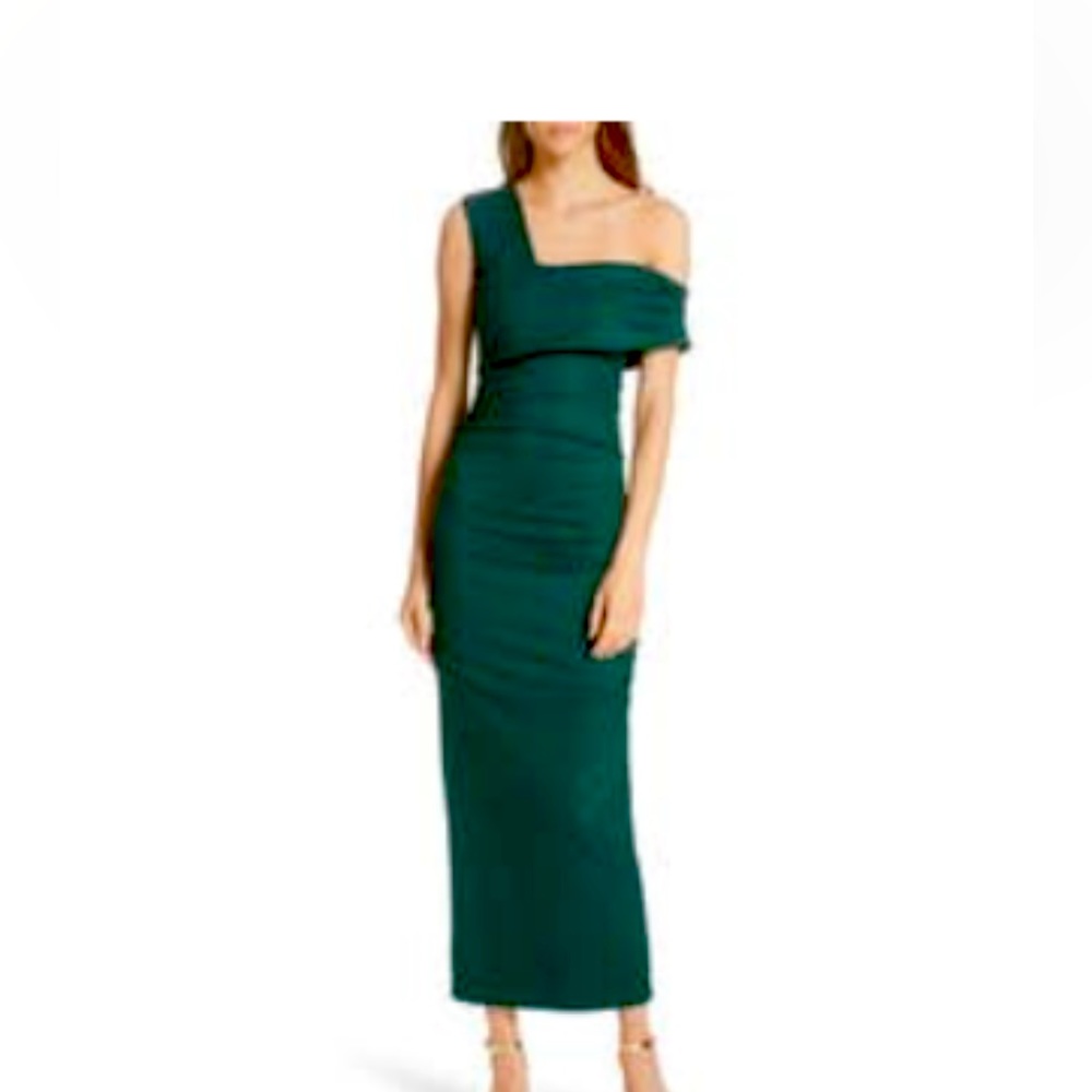 Diane Von Furstenberg Green One-Shoulder Dress
